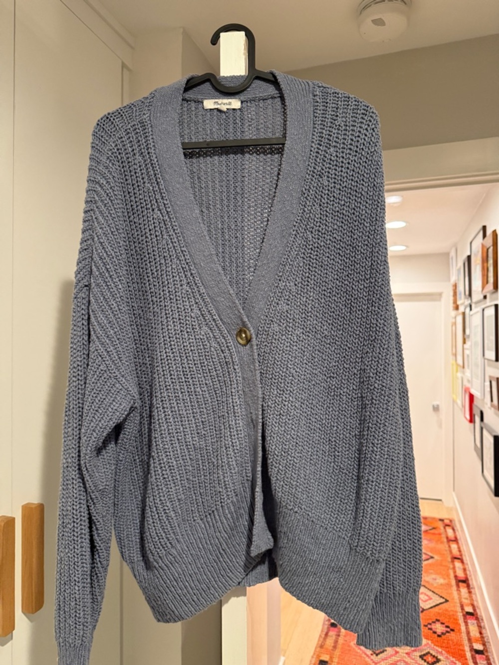 Madewell Oversized V-Neck Button Cardigan - Dusty Blue